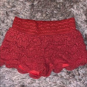 Coral Ruffled Shorts